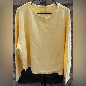 (NWOT) We The Free Yellow Waffle Knit Oversized Thermal Top Small